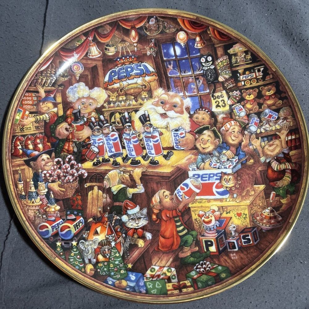 1994 Franklin Mint: Santa’s Pepsi-Cola Workshop Bill Bell Limited Edition Plate